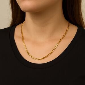 JSTYLE Gold Stainless Steel Curb Chain Necklace Unisex Jewelry